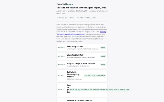 Screenshot of foundinniagara.com